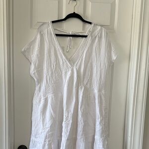 American Eagle Outfitters White Lace-Trim Gauze Top